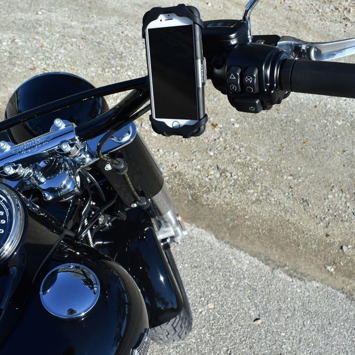 Scosche MagicMount™ Handlebar Mount Scosche MagicMount™ Handlebar Mount with iphone on motorcycle handle