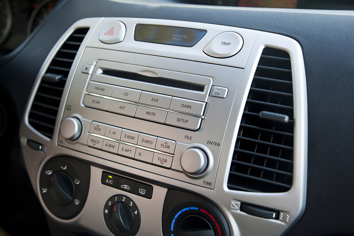 control panel of a car close up of car dash controls